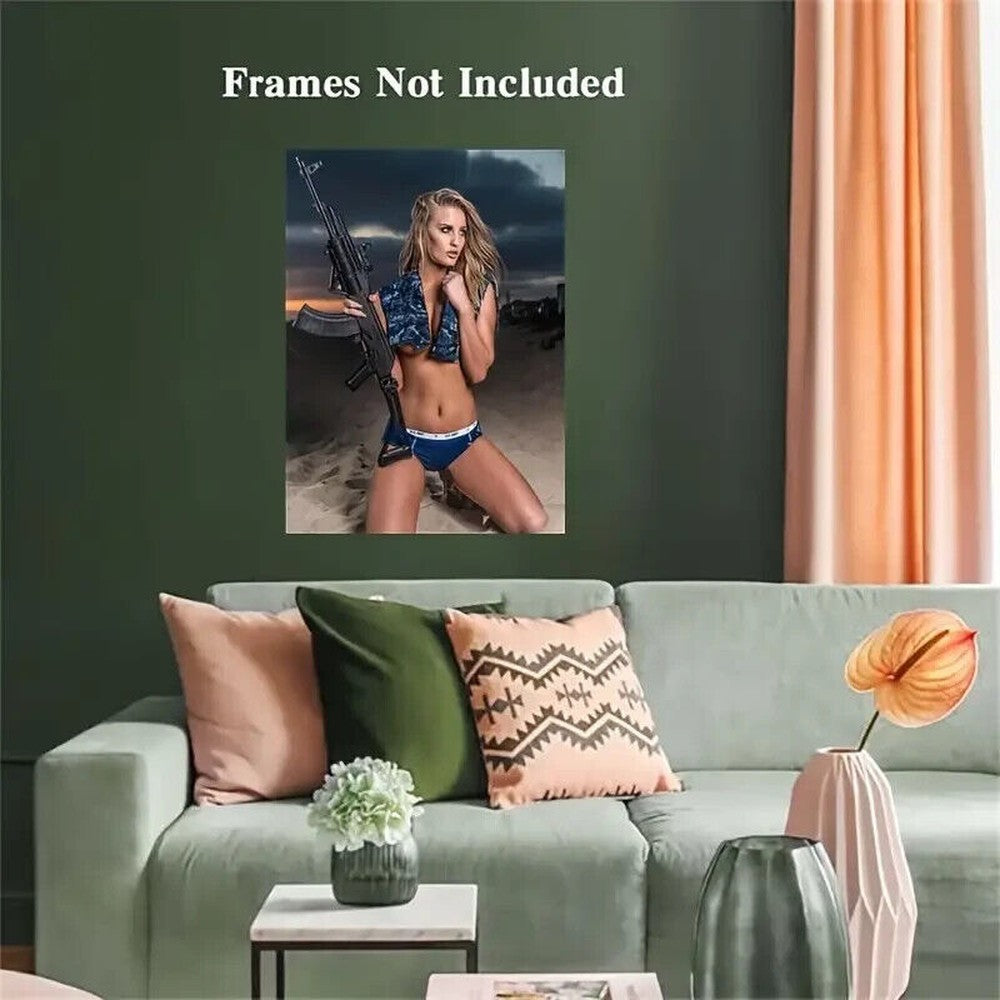 Modern Art, Chic Gun-Wielding Woman Artistic Canvas Print 12" x 18" NEW! Home & Garden:Home Décor:Posters & Prints Style Your Walls